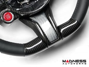 Alfa Romeo Stelvio Steering Wheel Trim - Carbon Fiber - Lower Decal Trim - QV Model - 2020+ models - White Candy Alfa Romeo Stelvio Steering Wheel Trim - Carbon Fiber - Lower Decal Trim - QV Model - 2020+ models - White Candy